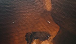 Preview wallpaper boat, sea, aerial view, sand, waves