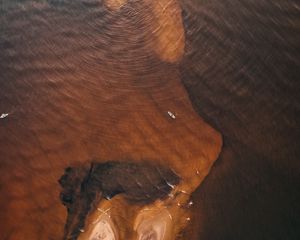 Preview wallpaper boat, sea, aerial view, sand, waves