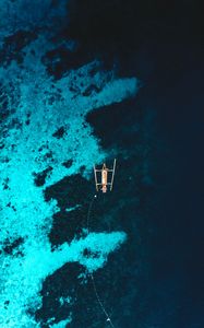 Preview wallpaper boat, sea, aerial view, water, reef