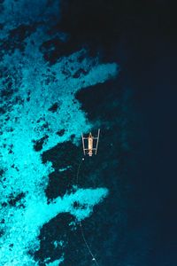 Preview wallpaper boat, sea, aerial view, water, reef