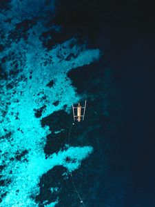 Preview wallpaper boat, sea, aerial view, water, reef