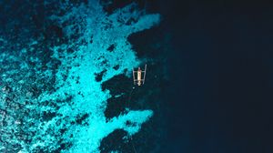 Preview wallpaper boat, sea, aerial view, water, reef