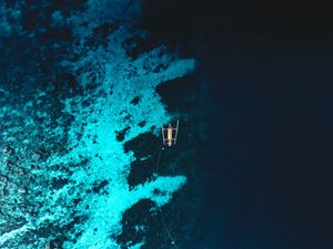 Preview wallpaper boat, sea, aerial view, water, reef