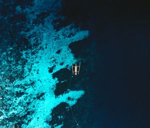Preview wallpaper boat, sea, aerial view, water, reef