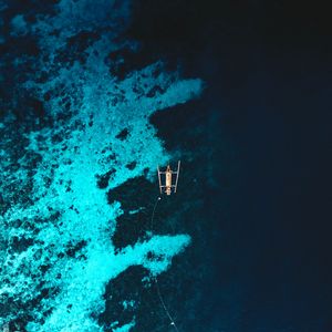 Preview wallpaper boat, sea, aerial view, water, reef