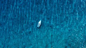 Preview wallpaper boat, sea, aerial view, water, blue