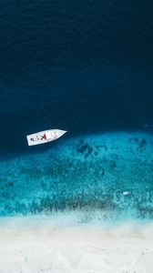 Preview wallpaper boat, sea, aerial view, water, beach