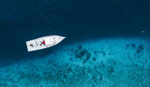Preview wallpaper boat, sea, aerial view, water, beach