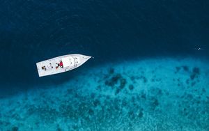 Preview wallpaper boat, sea, aerial view, water, beach