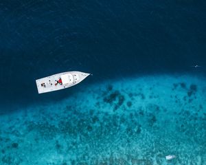 Preview wallpaper boat, sea, aerial view, water, beach