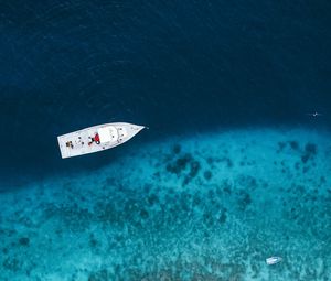 Preview wallpaper boat, sea, aerial view, water, beach