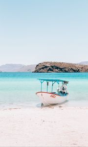 Preview wallpaper boat, sea, beach, water, sand, shore