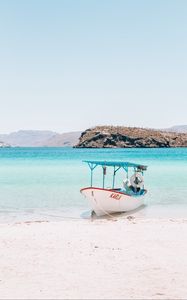 Preview wallpaper boat, sea, beach, water, sand, shore