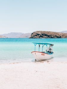 Preview wallpaper boat, sea, beach, water, sand, shore