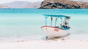 Preview wallpaper boat, sea, beach, water, sand, shore