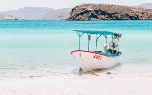 Preview wallpaper boat, sea, beach, water, sand, shore