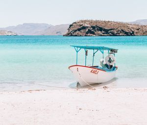 Preview wallpaper boat, sea, beach, water, sand, shore