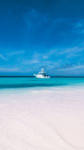 Preview wallpaper boat, sea, beach, water, blue