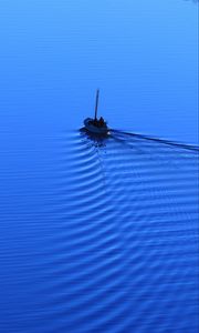 Preview wallpaper boat, sea, blue, lonely