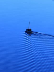 Preview wallpaper boat, sea, blue, lonely