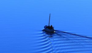 Preview wallpaper boat, sea, blue, lonely