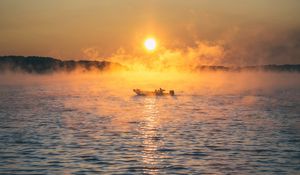 Preview wallpaper boat, sea, fog