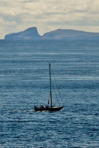 Preview wallpaper boat, sea, hills, minimalism