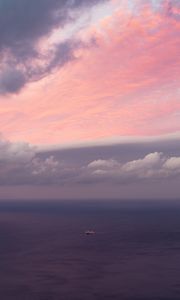 Preview wallpaper boat, sea, horizon, dusk