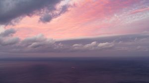 Preview wallpaper boat, sea, horizon, dusk