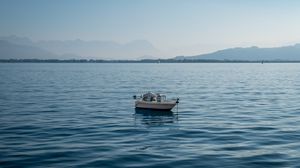 Preview wallpaper boat, sea, horizon, nature