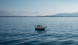 Preview wallpaper boat, sea, horizon, nature