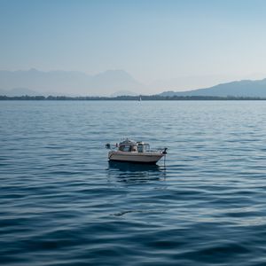 Preview wallpaper boat, sea, horizon, nature