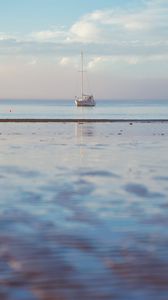 Preview wallpaper boat, sea, minimalism