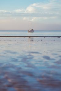 Preview wallpaper boat, sea, minimalism