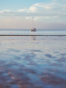 Preview wallpaper boat, sea, minimalism