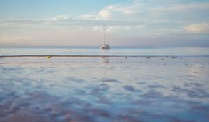 Preview wallpaper boat, sea, minimalism
