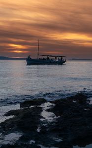 Preview wallpaper boat, sea, nature, evening
