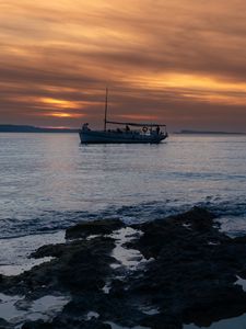 Preview wallpaper boat, sea, nature, evening