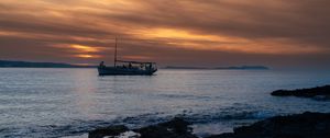 Preview wallpaper boat, sea, nature, evening