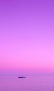 Preview wallpaper boat, sea, skyline, lilac