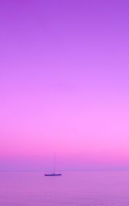 Preview wallpaper boat, sea, skyline, lilac