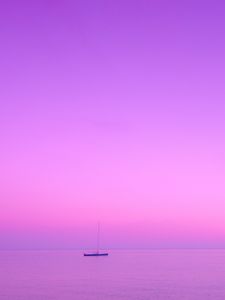 Preview wallpaper boat, sea, skyline, lilac