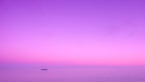 Preview wallpaper boat, sea, skyline, lilac