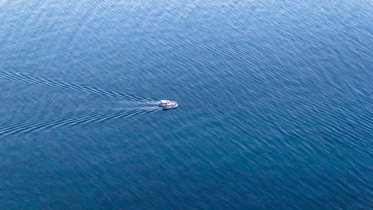 Wallpaper boat, sea, track