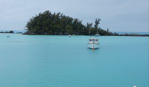 Preview wallpaper boat, sea, trees, island, nature