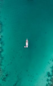 Preview wallpaper boat, sea, underwater, bottom, minimalism