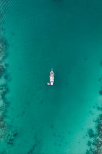 Preview wallpaper boat, sea, underwater, bottom, minimalism