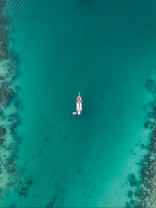 Preview wallpaper boat, sea, underwater, bottom, minimalism