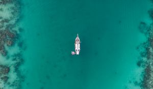 Preview wallpaper boat, sea, underwater, bottom, minimalism