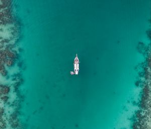 Preview wallpaper boat, sea, underwater, bottom, minimalism